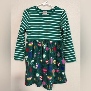 Hanna Andersson Green and White Holiday dress